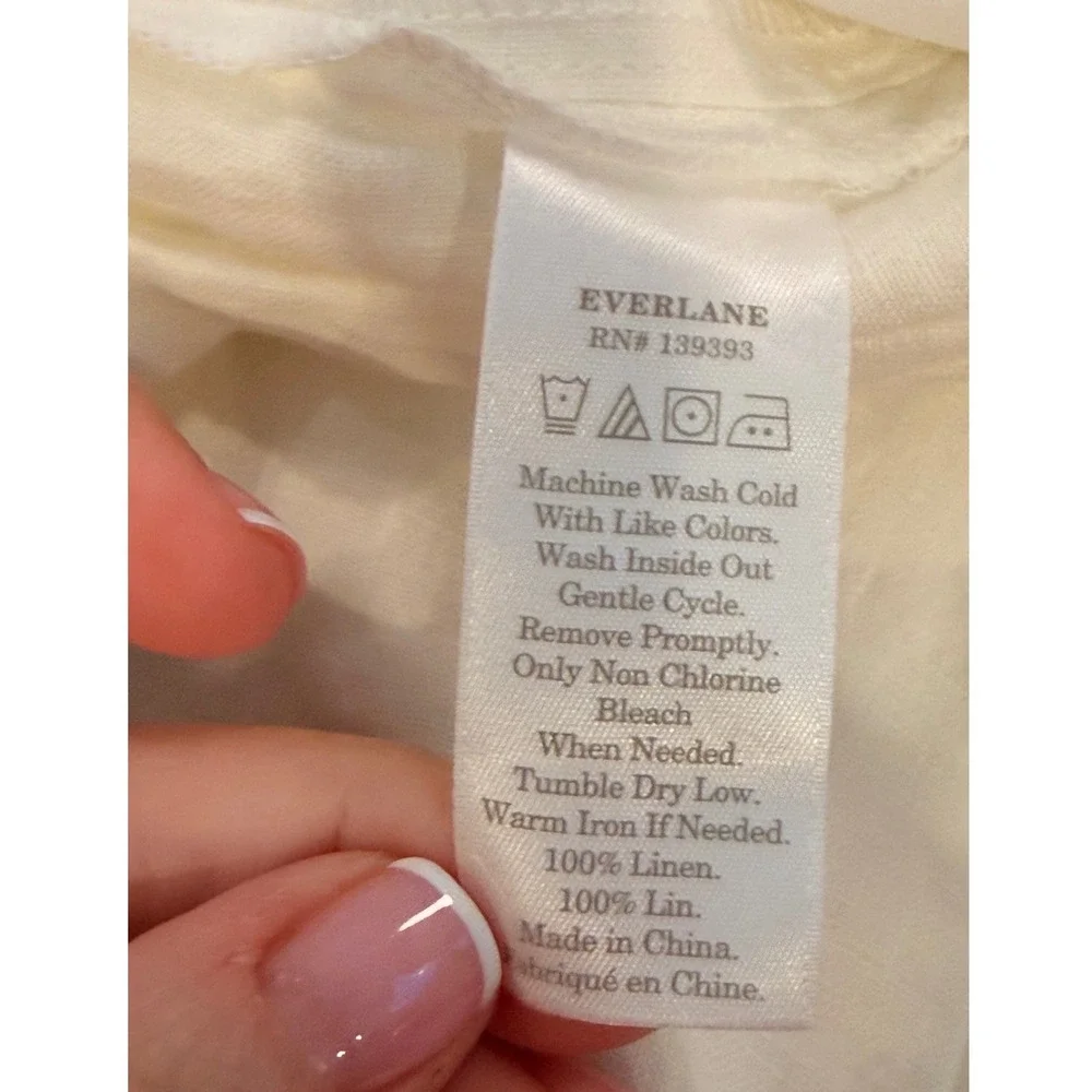 Everlane The Linen Straight Pant White 100% Linen Drawstring Women's 8 NWT